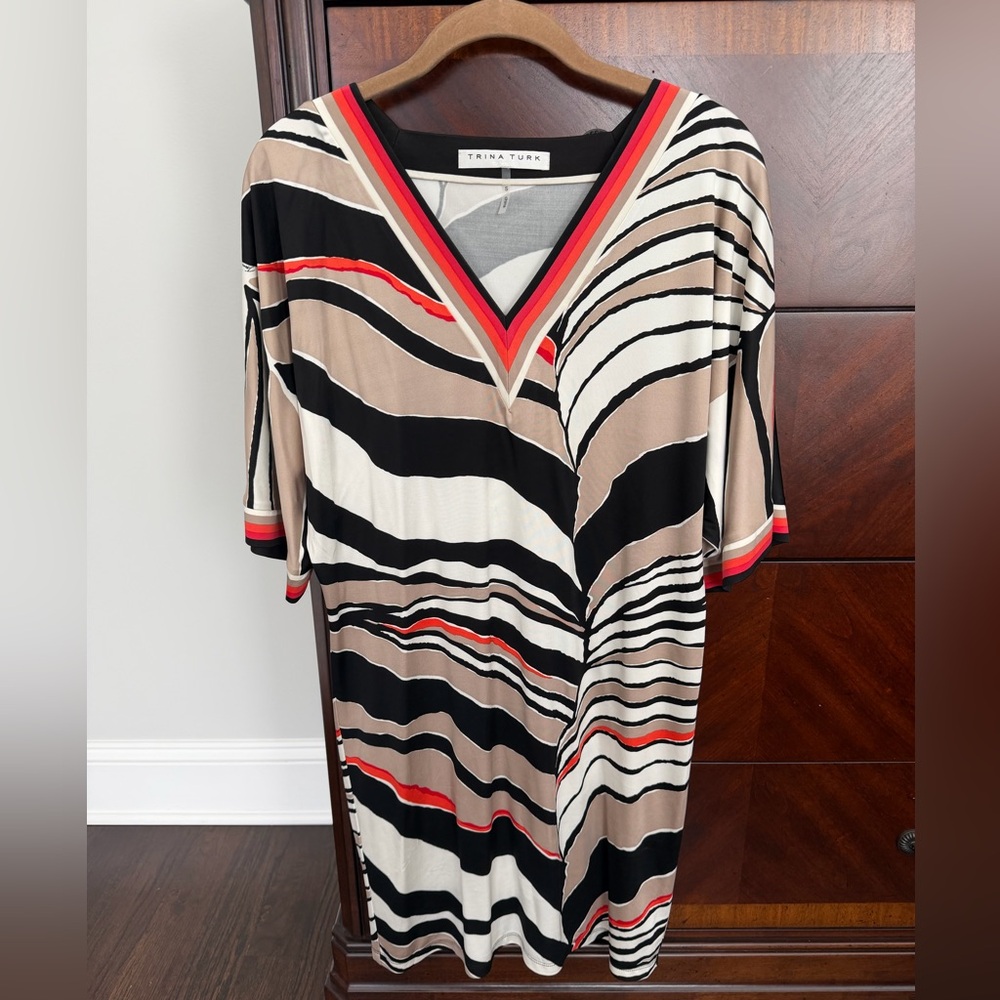 Trina Turk Jersey Multicolor V-Neck Dress